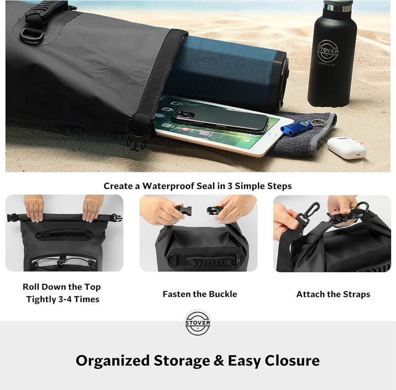 STOVER 5/10/25/30/40/55L Waterproof Dry Bag- Roll-Top Backpack w/Phone Case- Kayaking, Hiking, Camping, Boating- Men/Women - Image 5